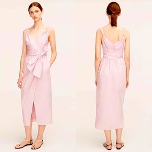 REBECCA TAYLOR Solid Poplin A-Line MIDI Wrap Belted V-Neck Dress Size 6 NEW